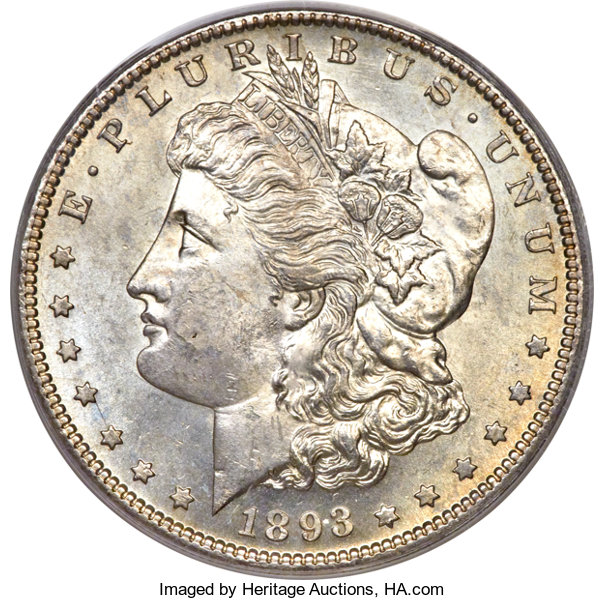 Morgan Dollars, 1893-S $1 MS63 PCGS....